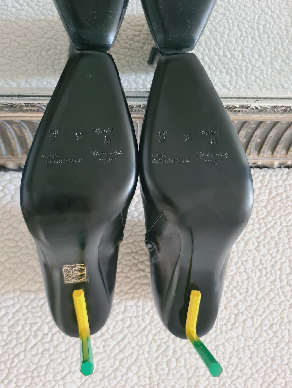 OFF-WHITE Allen Gradient Stiletto Heel Ankle Boots Black EU 38 US 8 Org $1,420 - Picture 6 of 14